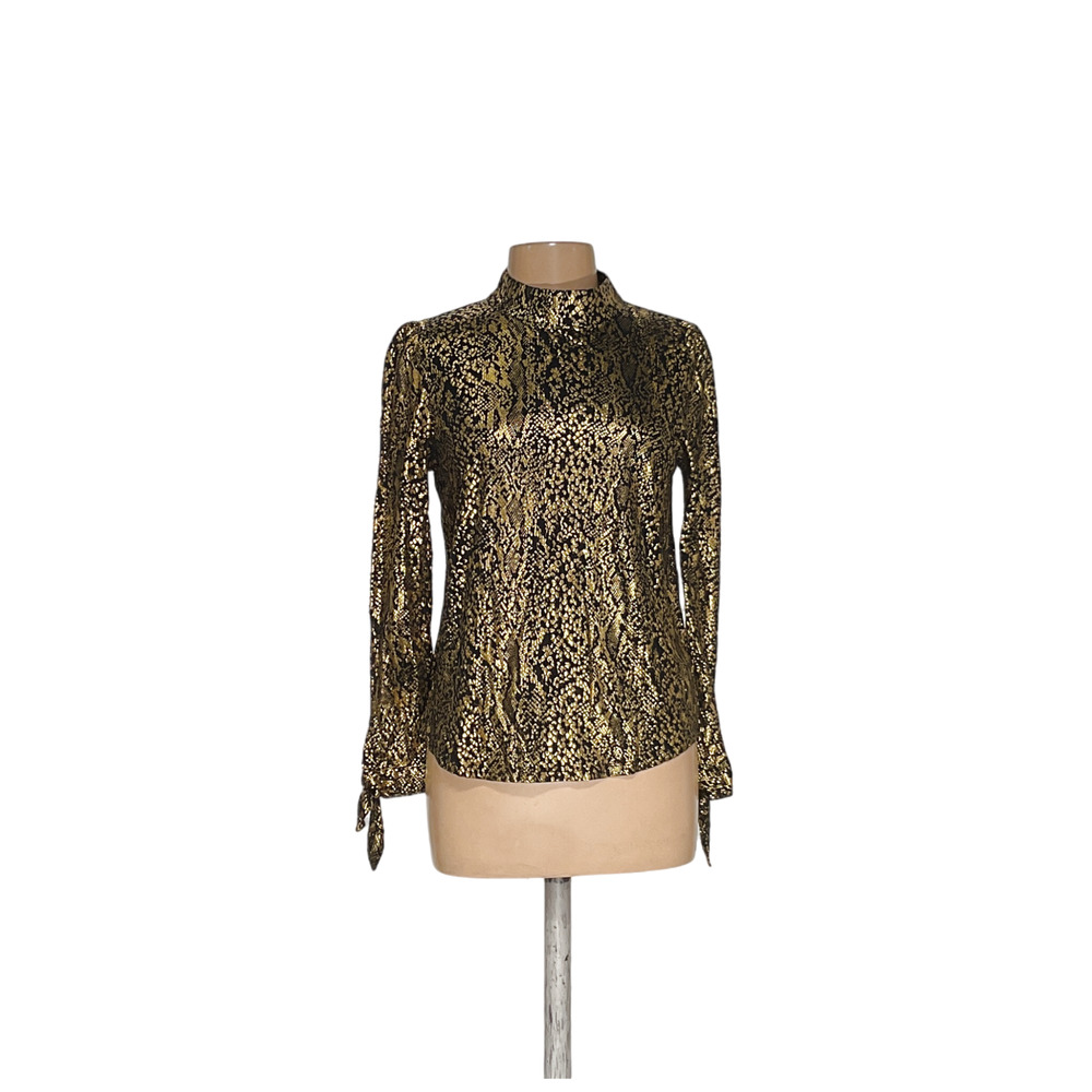 Michael Kors Gold Snake Skin Patterned Women's Top